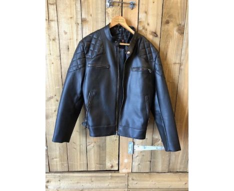 Vintage Clothing , 1 black leather biker style jacket, labelled size large