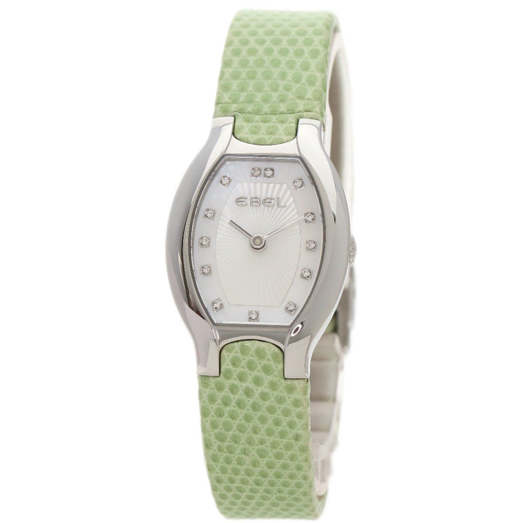 EBEL Beluga Diamond Watch Stainless Steel Leather Ladies