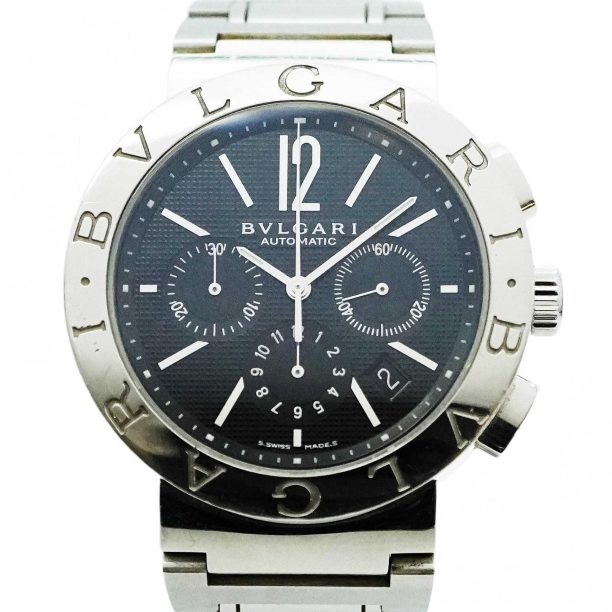 BVLGARI BB42SSCH Black Dial Watch Men's