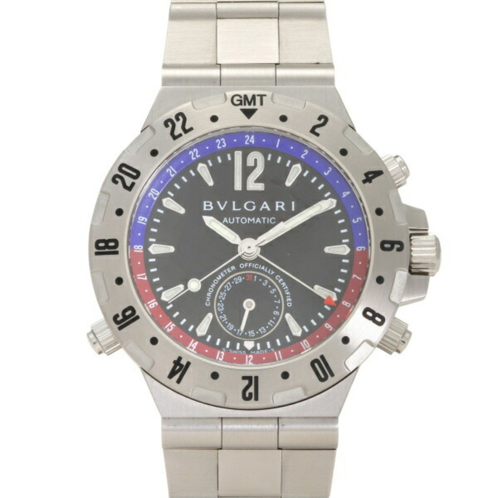 BVLGARI Diagono Professional GMT GMT40SSD Black Dial Men's Watch __