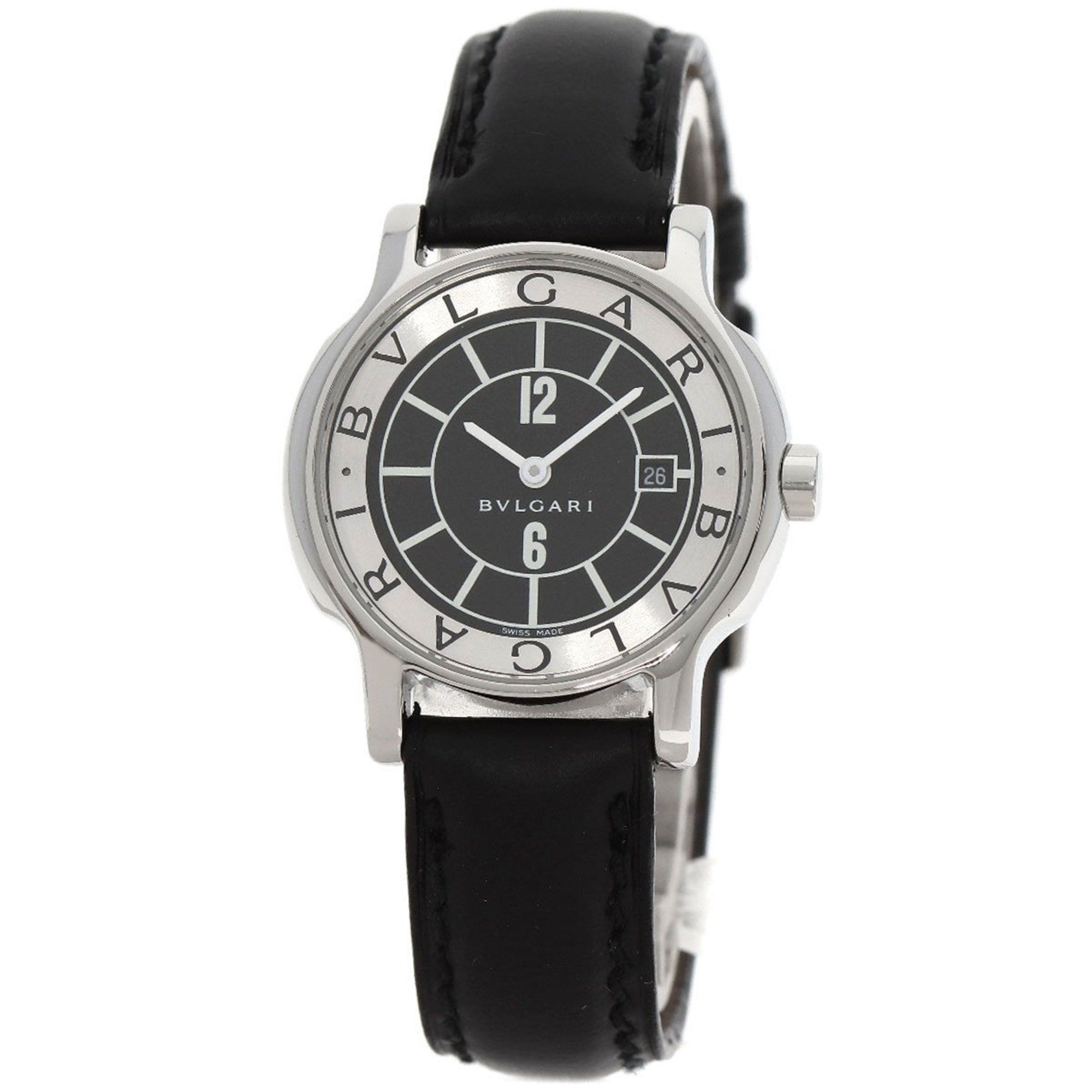 BVLGARI ST29S Solotempo Watch Stainless Steel Leather Women's