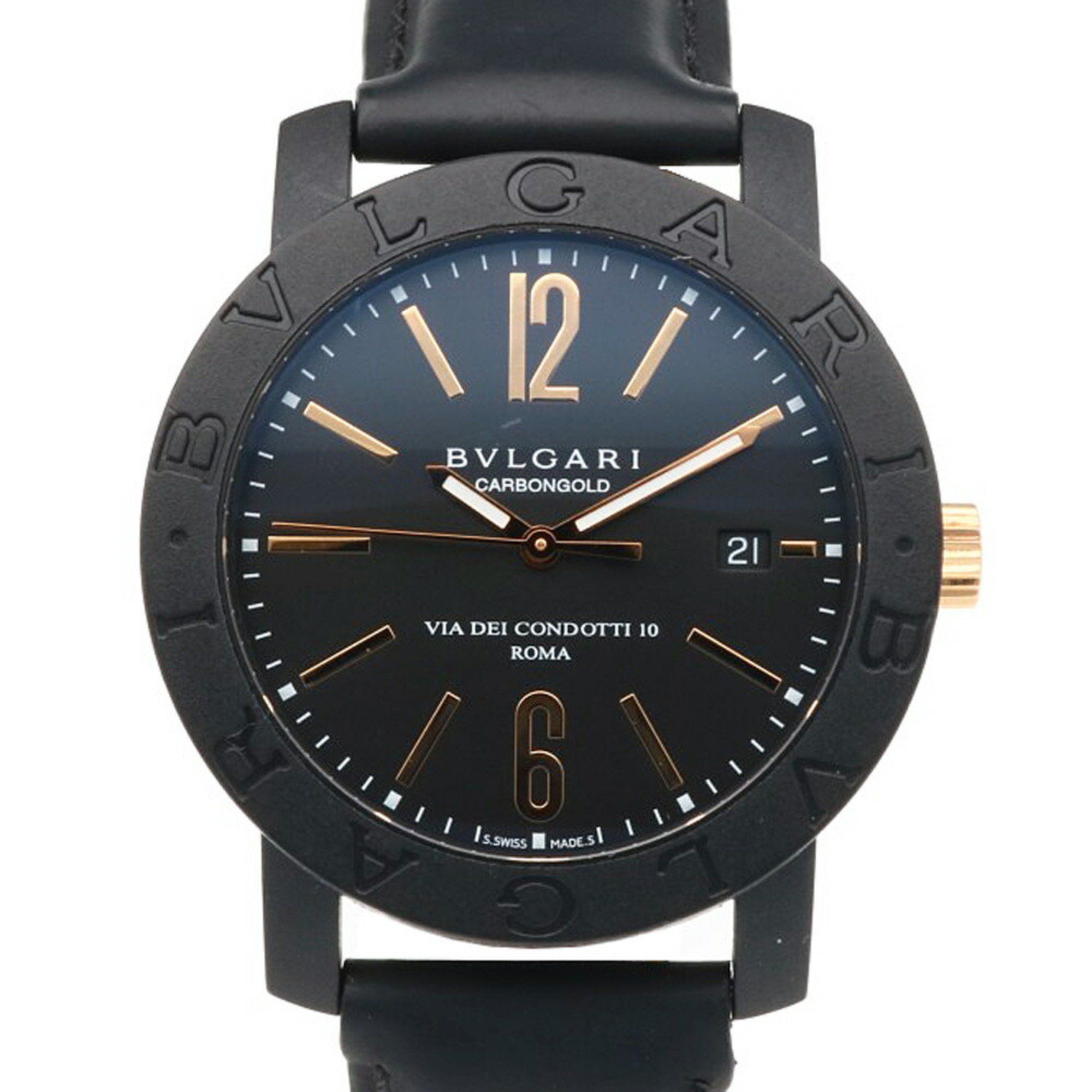 BVLGARI Wristwatch Carbon BB40CL Automatic Men's Overhauled
