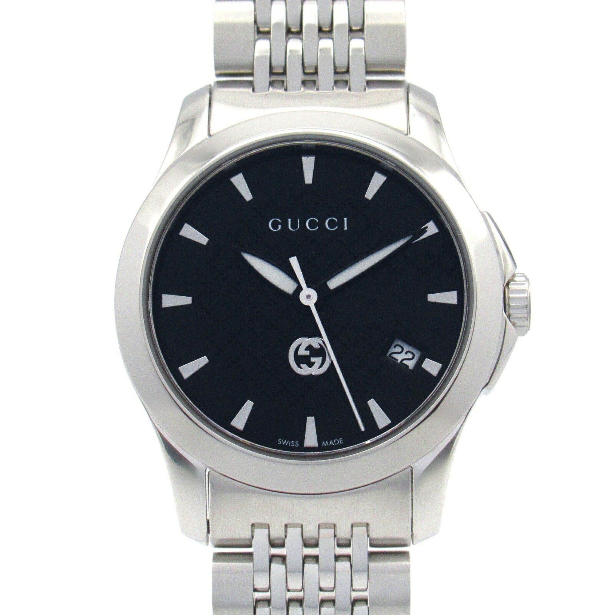 Gucci G Timeless Watch Stainless Steel Ladies Black 126.5