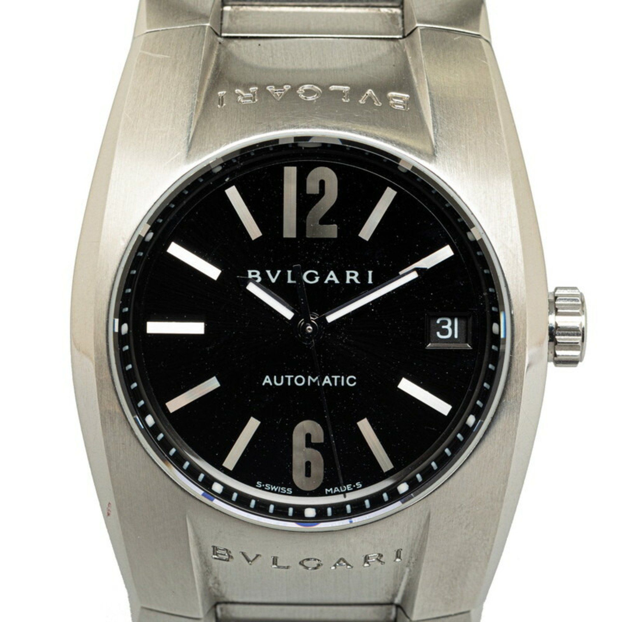 BVLGARI Ergon Watch EG35S Automatic Black Dial Stainless Steel Men's