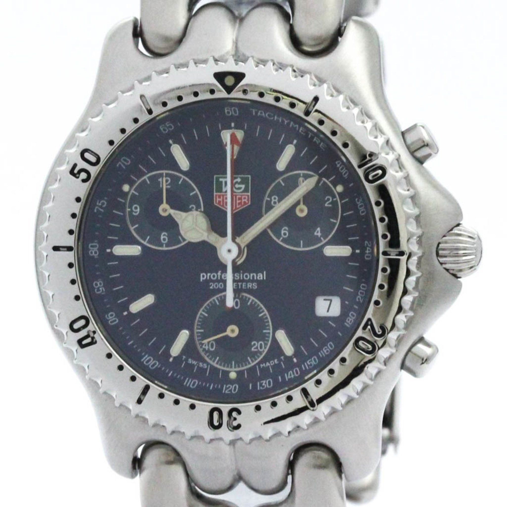 Polished TAG HEUER Sel Chronograph 200M Steel Quartz Mens Watch CG1114
