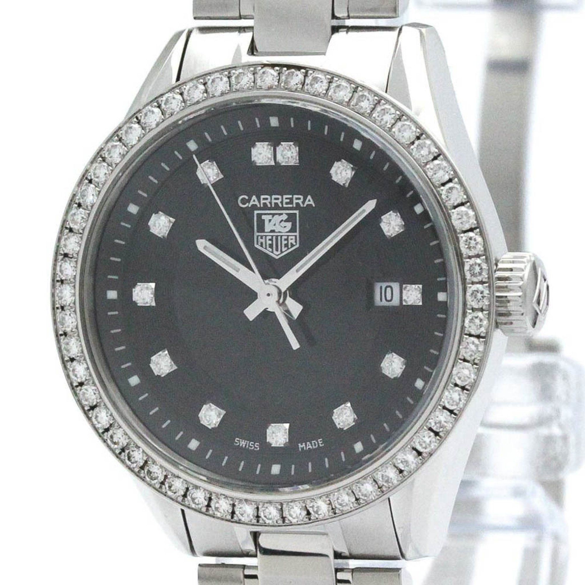 TAG HEUER Carrera Diamond Stainless Steel Quartz Ladies Watch WV1412 Polished