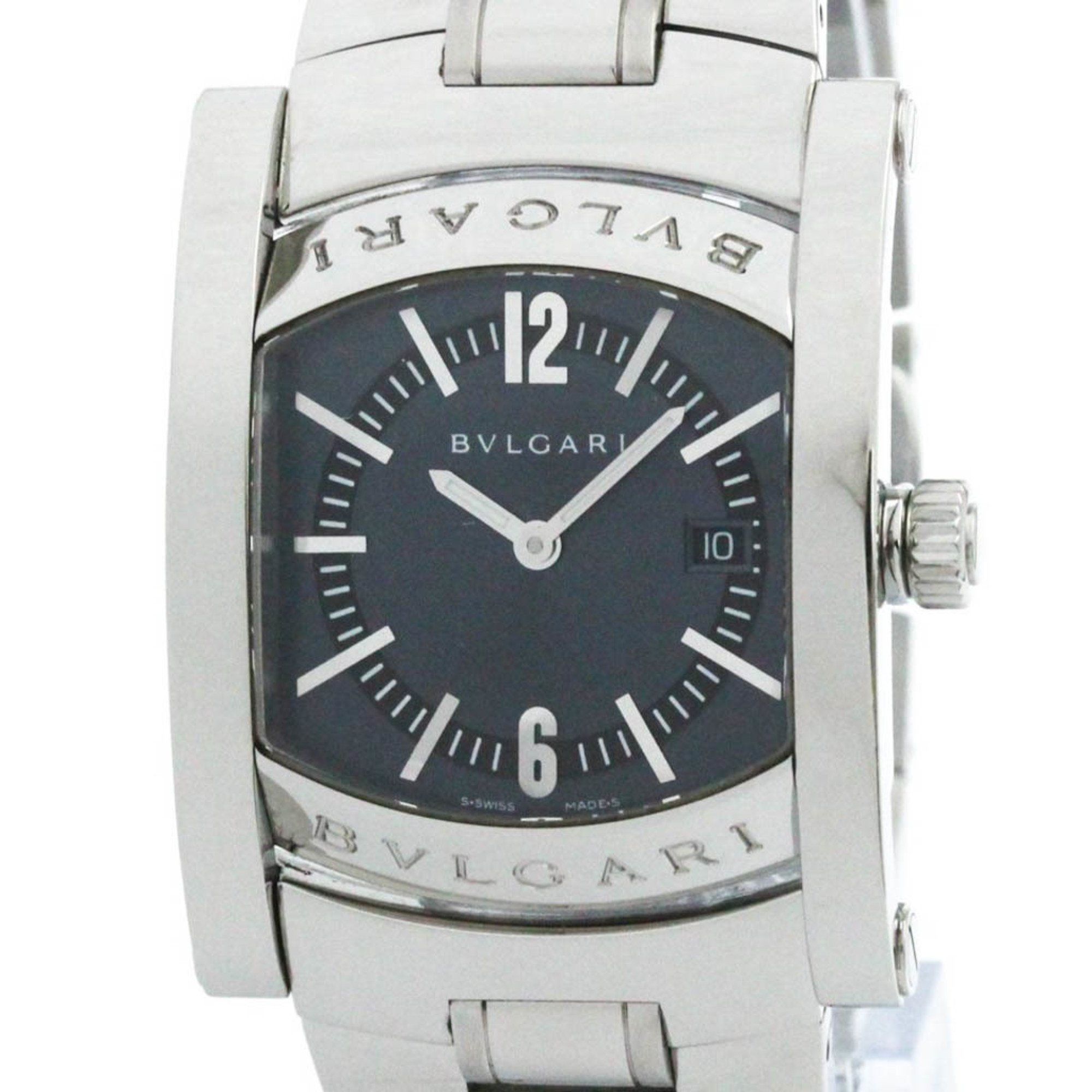 Polished BVLGARI Assioma Stainless Steel Quartz Unisex Watch AA39S