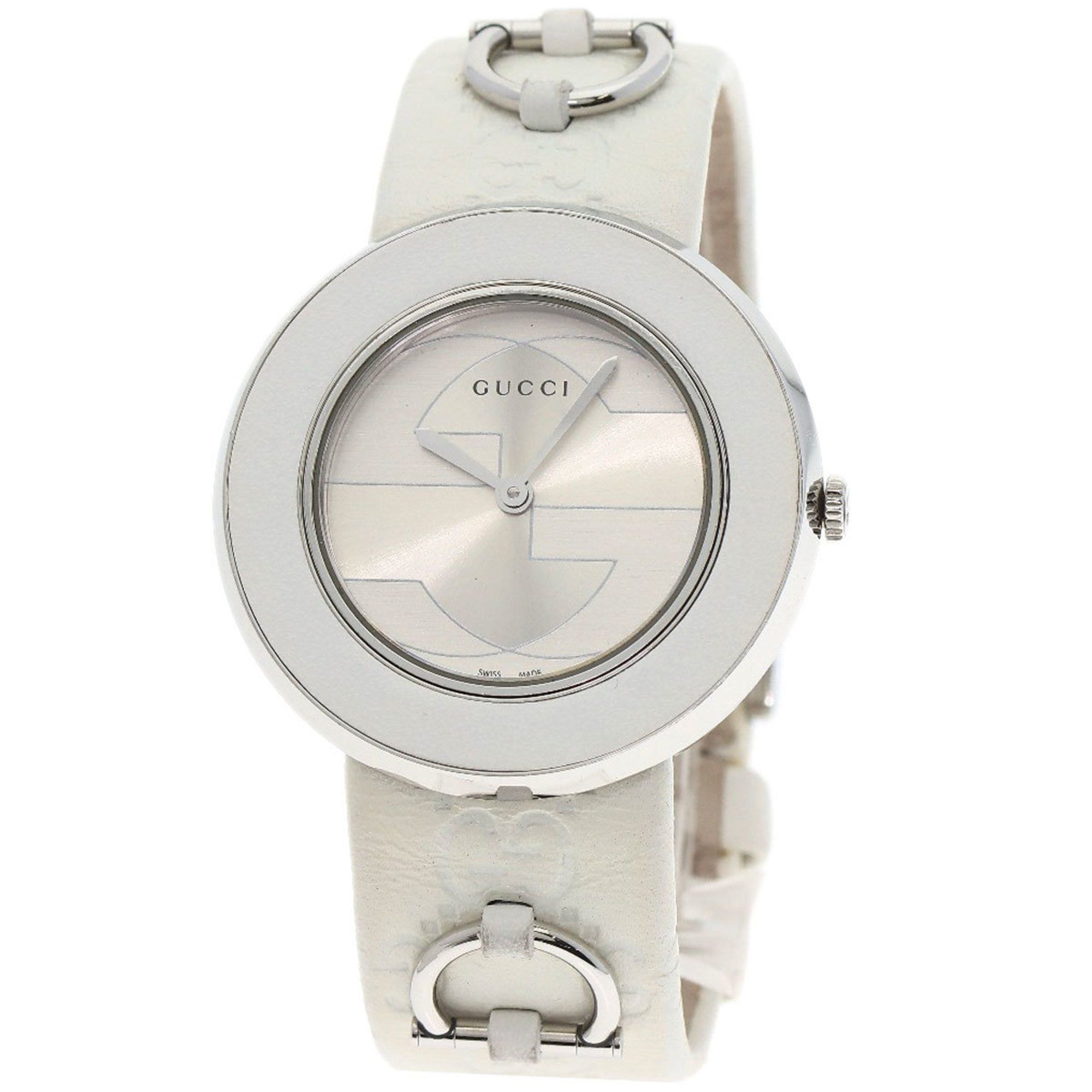 Gucci 129.4 Uplay Watch Stainless Steel Leather Men's GUCCI