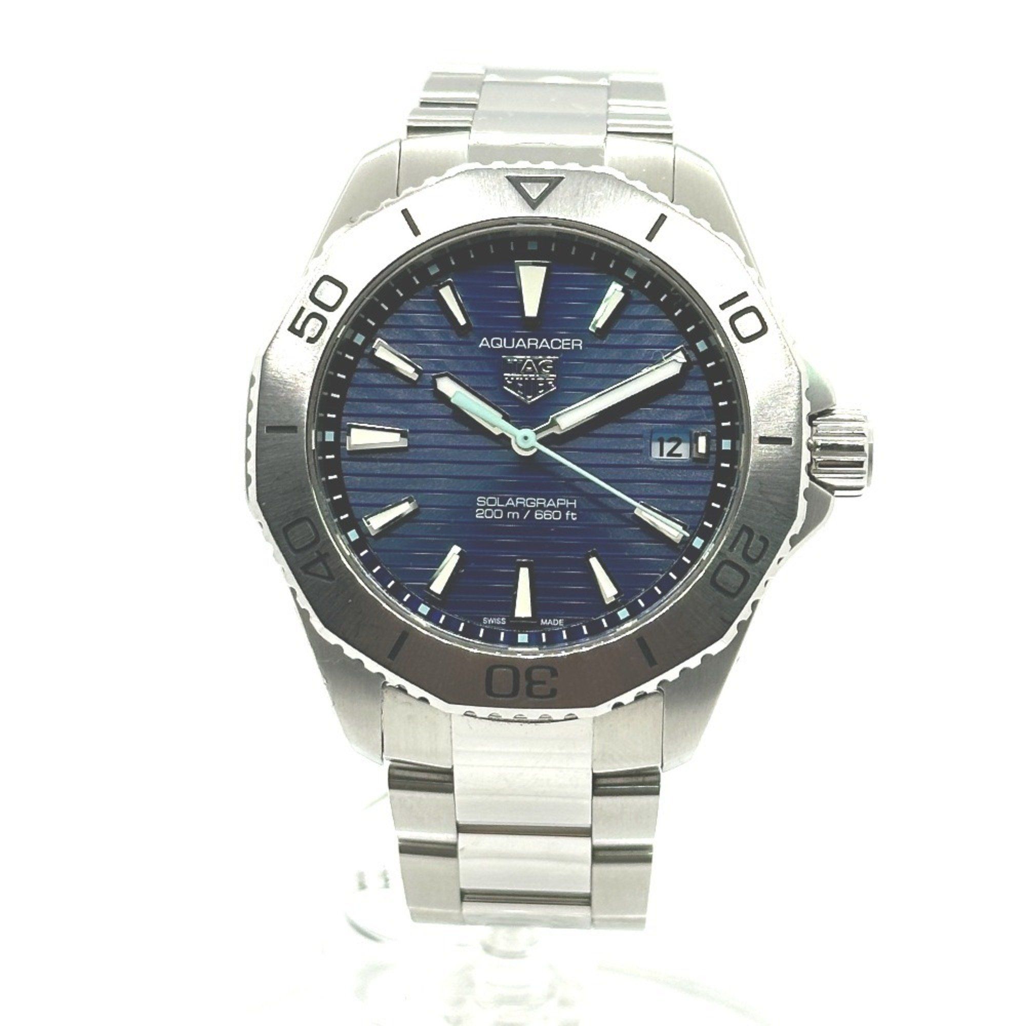 TAG HEUER WBP1113 Professional 200 Aquaracer Solar Graph Quartz Date Watch Stainless Steel Men's Sil