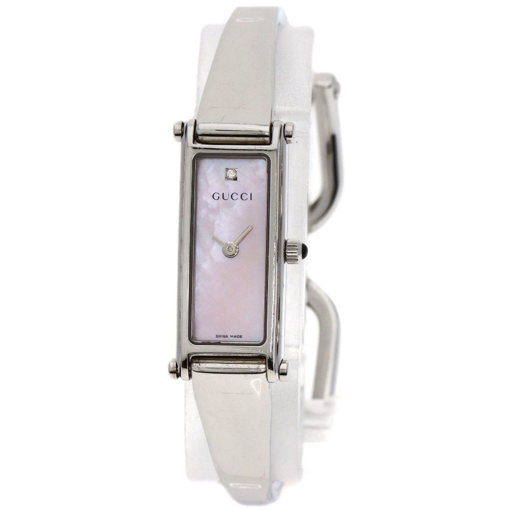 Gucci 1500L Square Face 1P Diamond Watch Stainless Steel SS Ladies