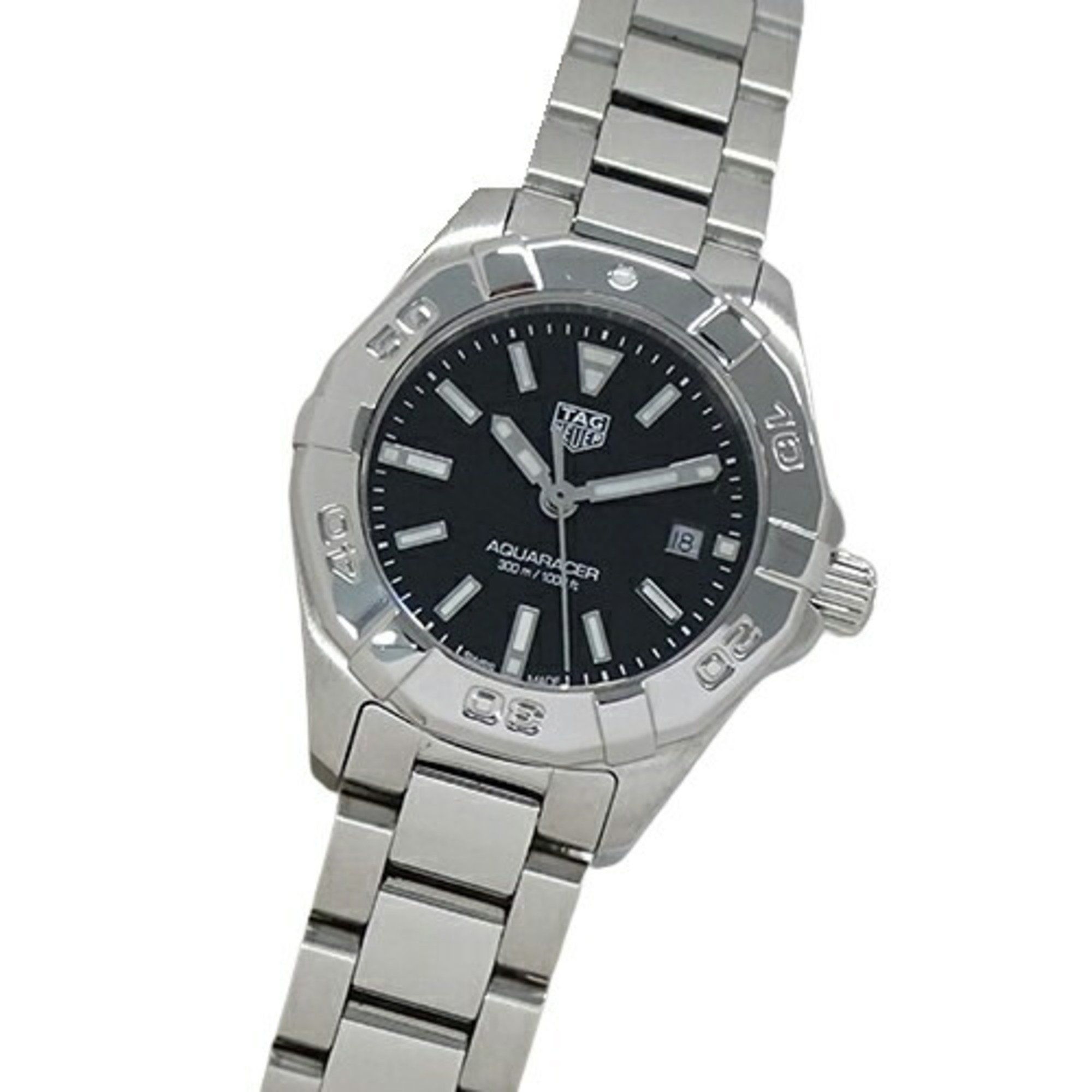 TAG Heuer Aquaracer WBD1410 BA0741 Ladies Watch Date 300m Quartz Stainless Steel SS Silver Black Pol