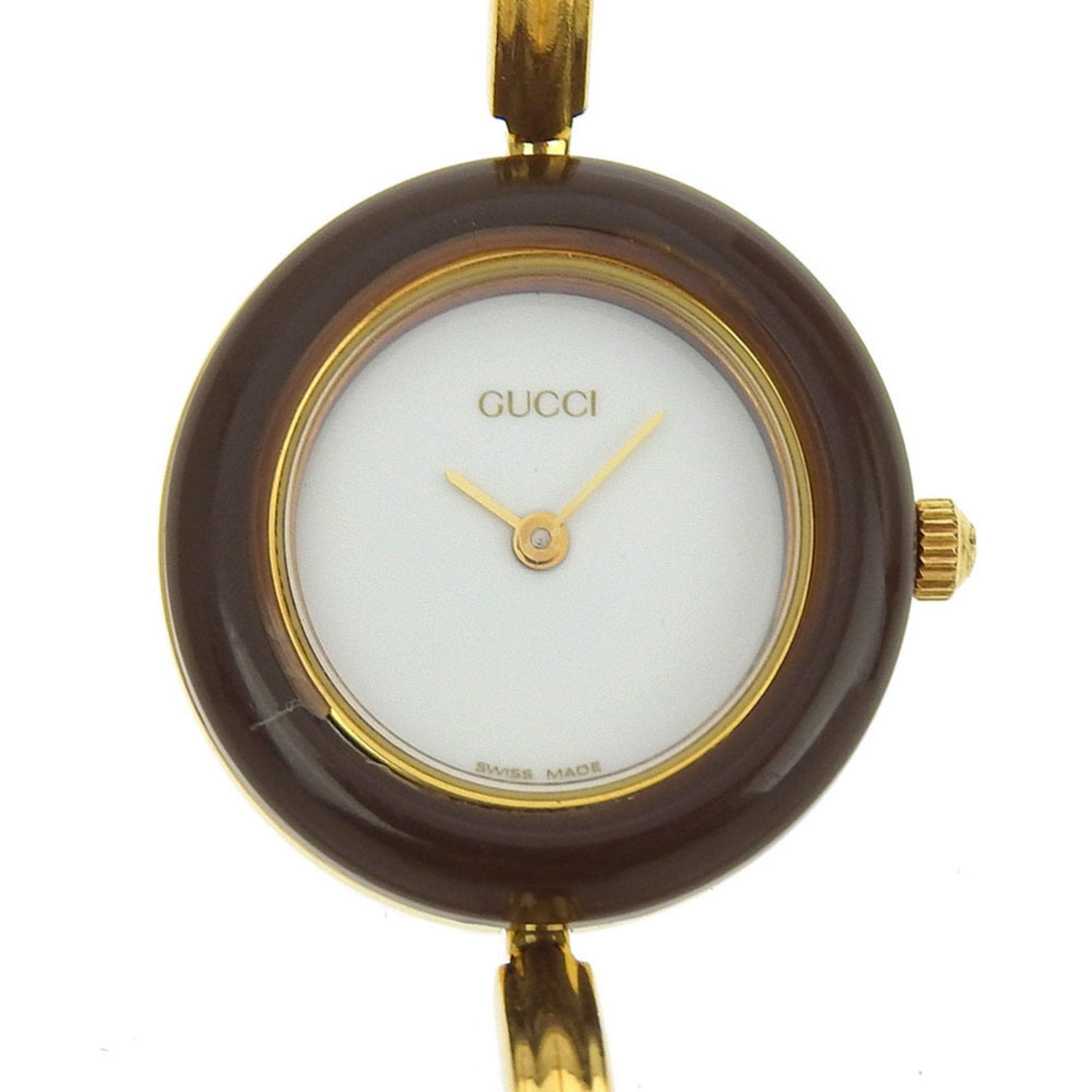 Gucci GUCCI Change Bezel Watch 11/12.2 Gold Plated Quartz Analog Display White Dial Ladies