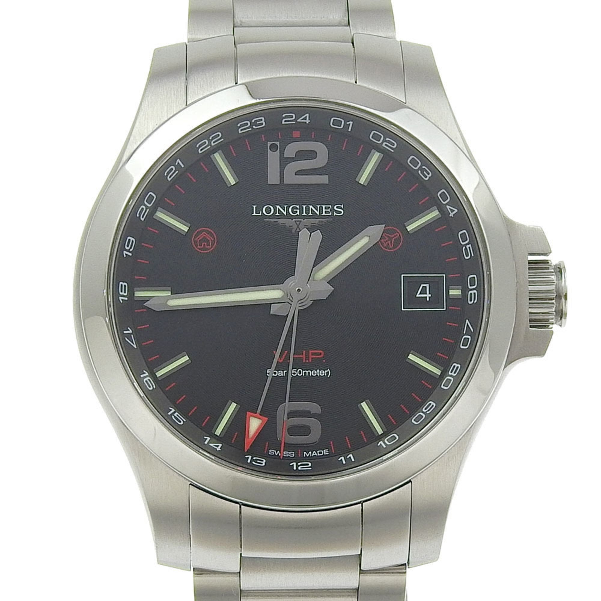 Like new Longines Conquest VHP Date L3 718 4 SS Black dial Quartz Battery Approx. 41mm Men's watch