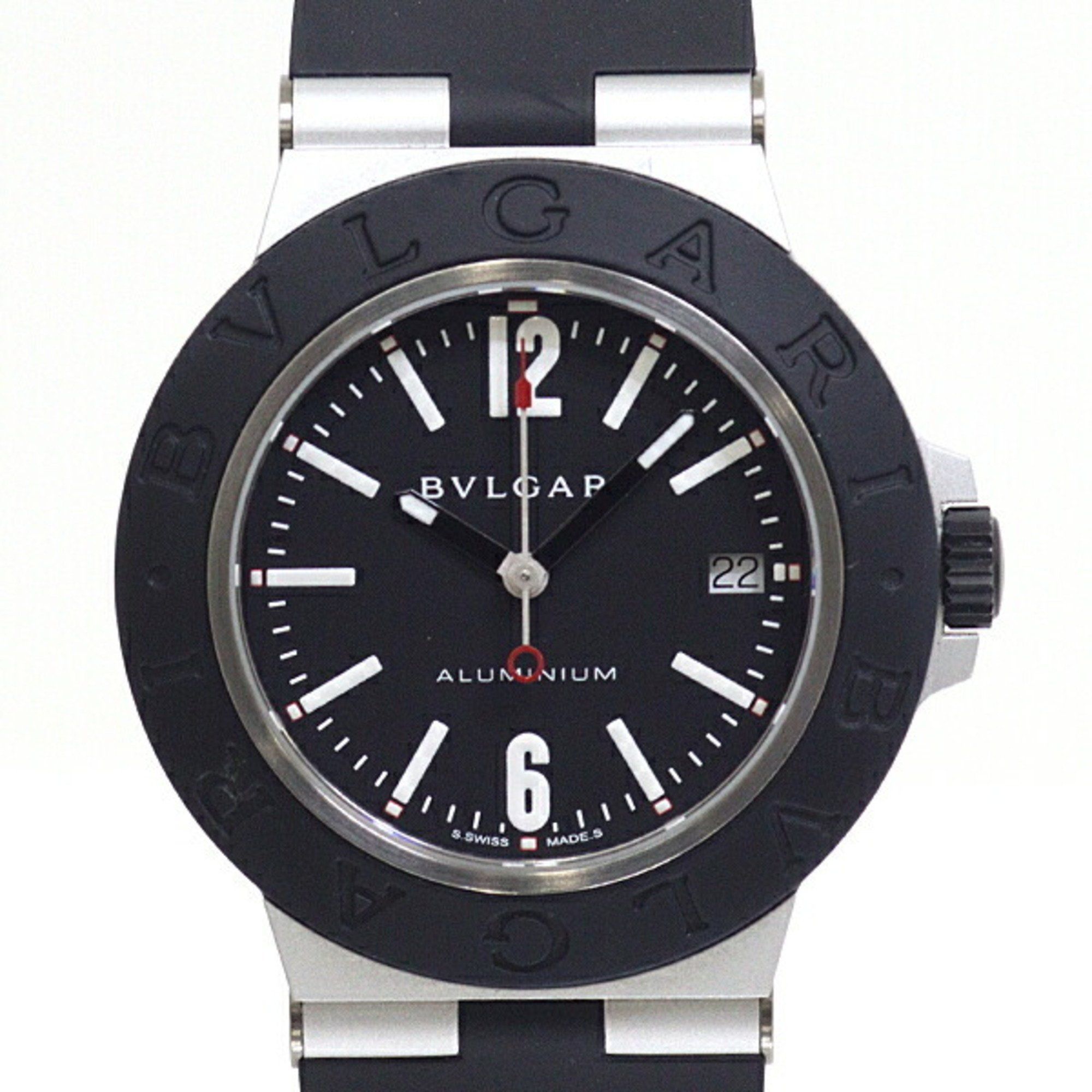 BVLGARI Men's Watch Aluminum Automatic BB40BATRSNL Black Dial Winding