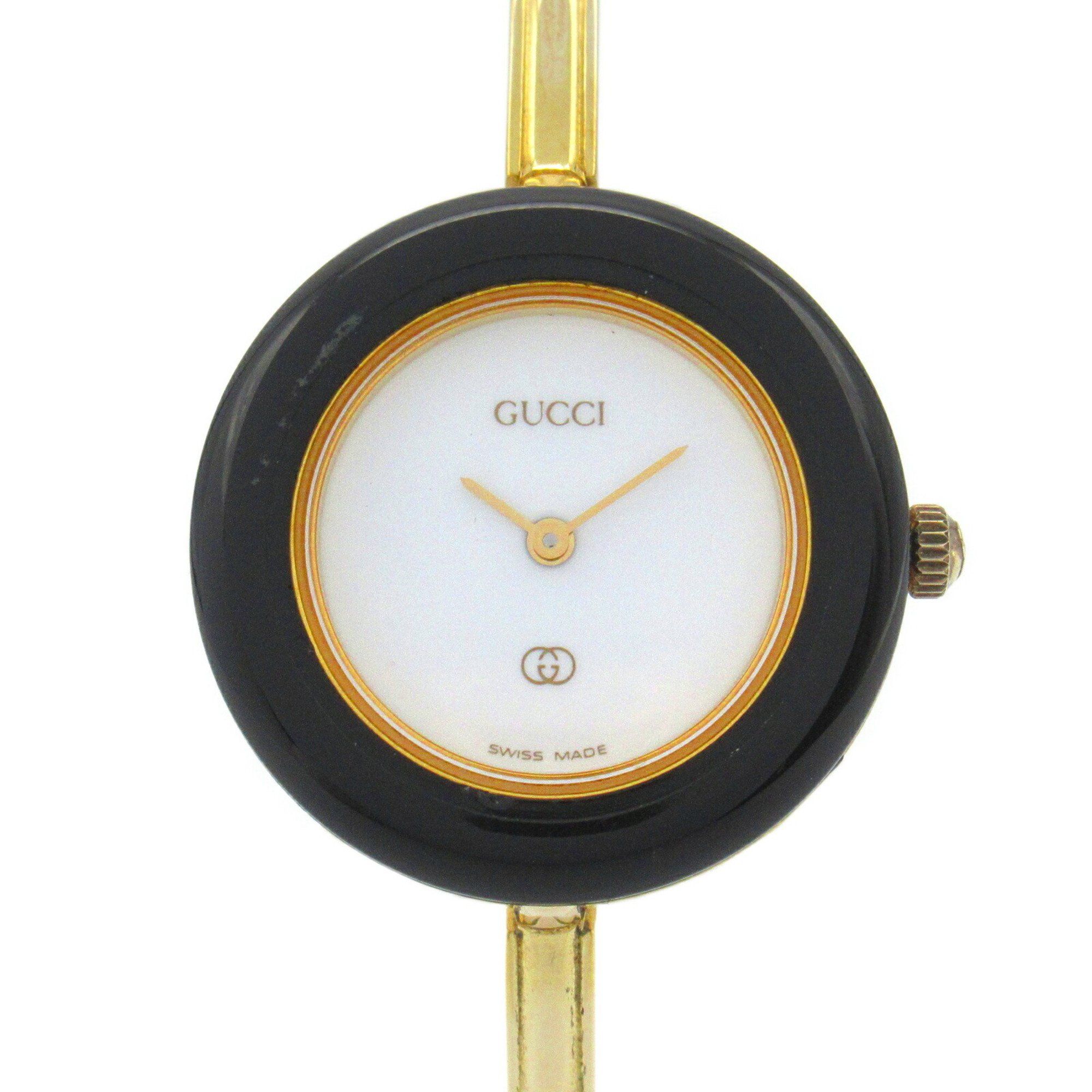 GUCCI Change Bezel Watch GP (Gold Plated) Women's White 1100-L