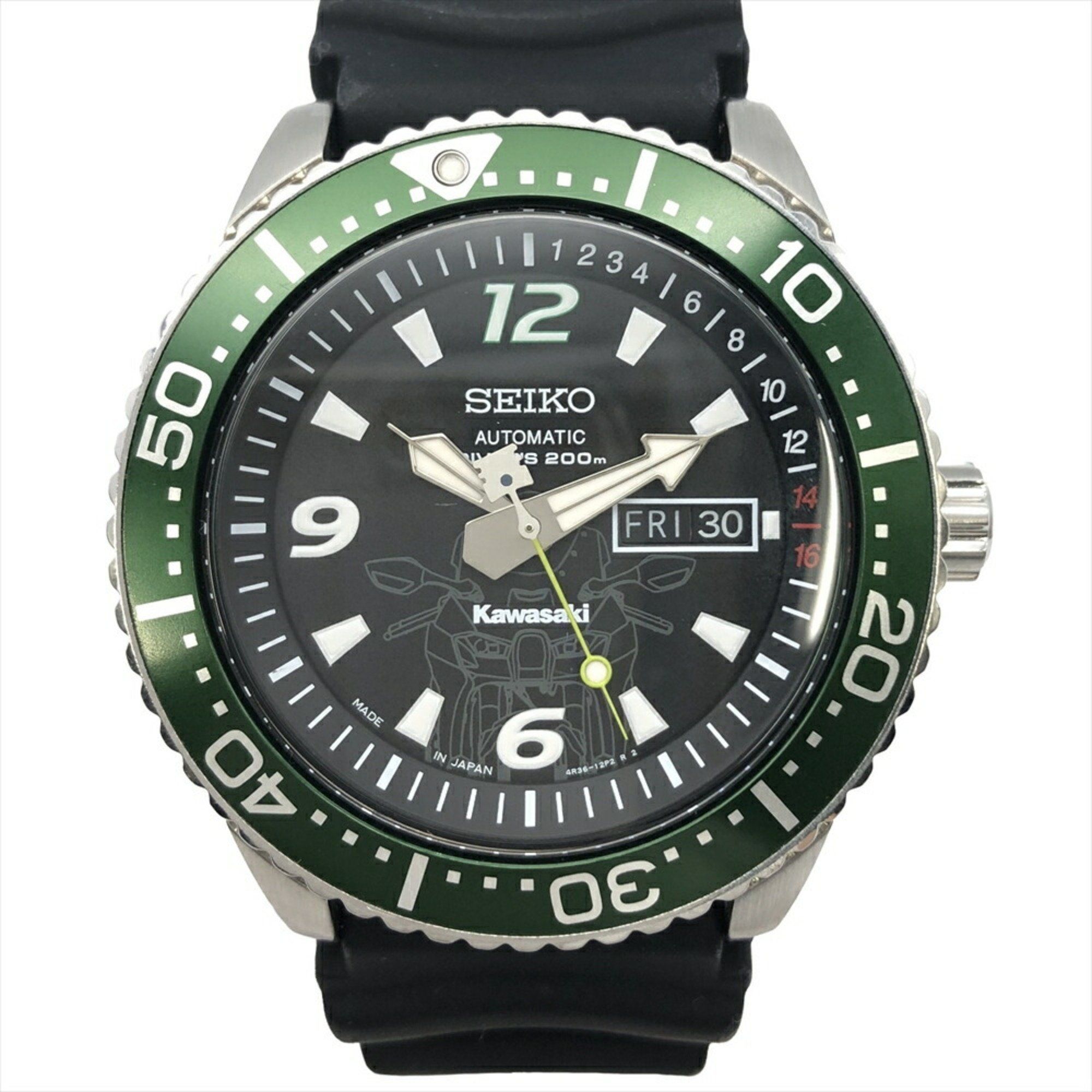 Seiko SEIKO × Kawasaki Ninja ZX-10R Automatic Watch Black Dial 998 Limited Edition Green Men's