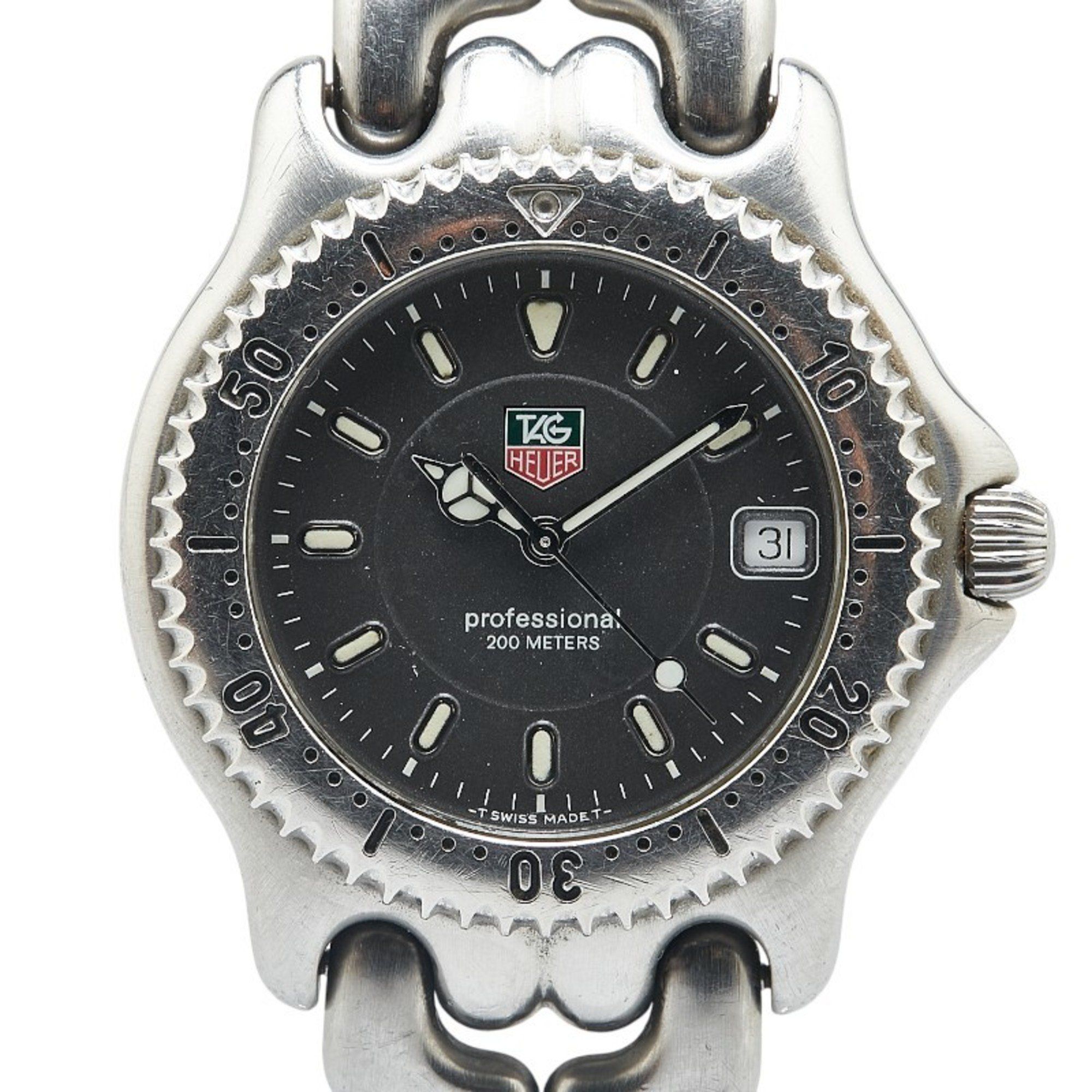 TAG Heuer Cell Professional 20 Watch WG1113-0 Quartz Black Dial Stainless Steel Men's HEUER