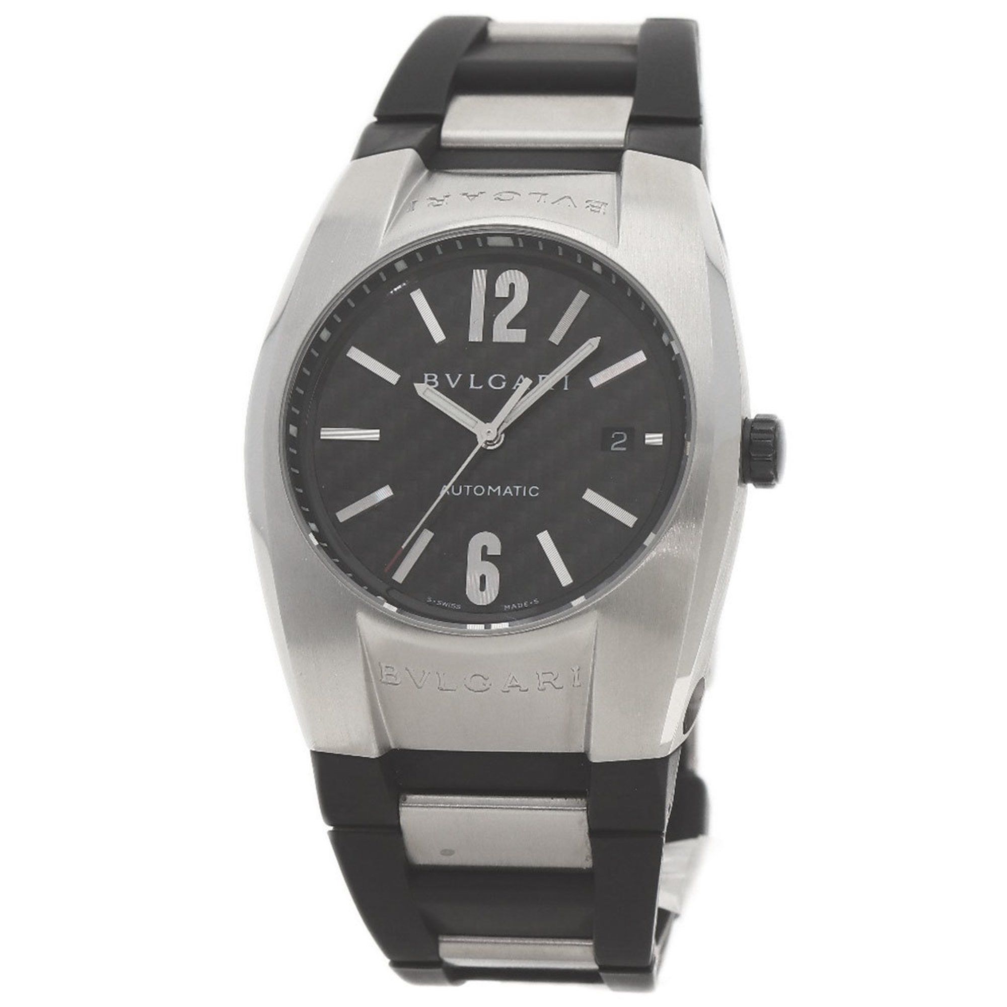 BVLGARI EG40BSVD Ergon Carbon Watch Stainless Steel Rubber Men's