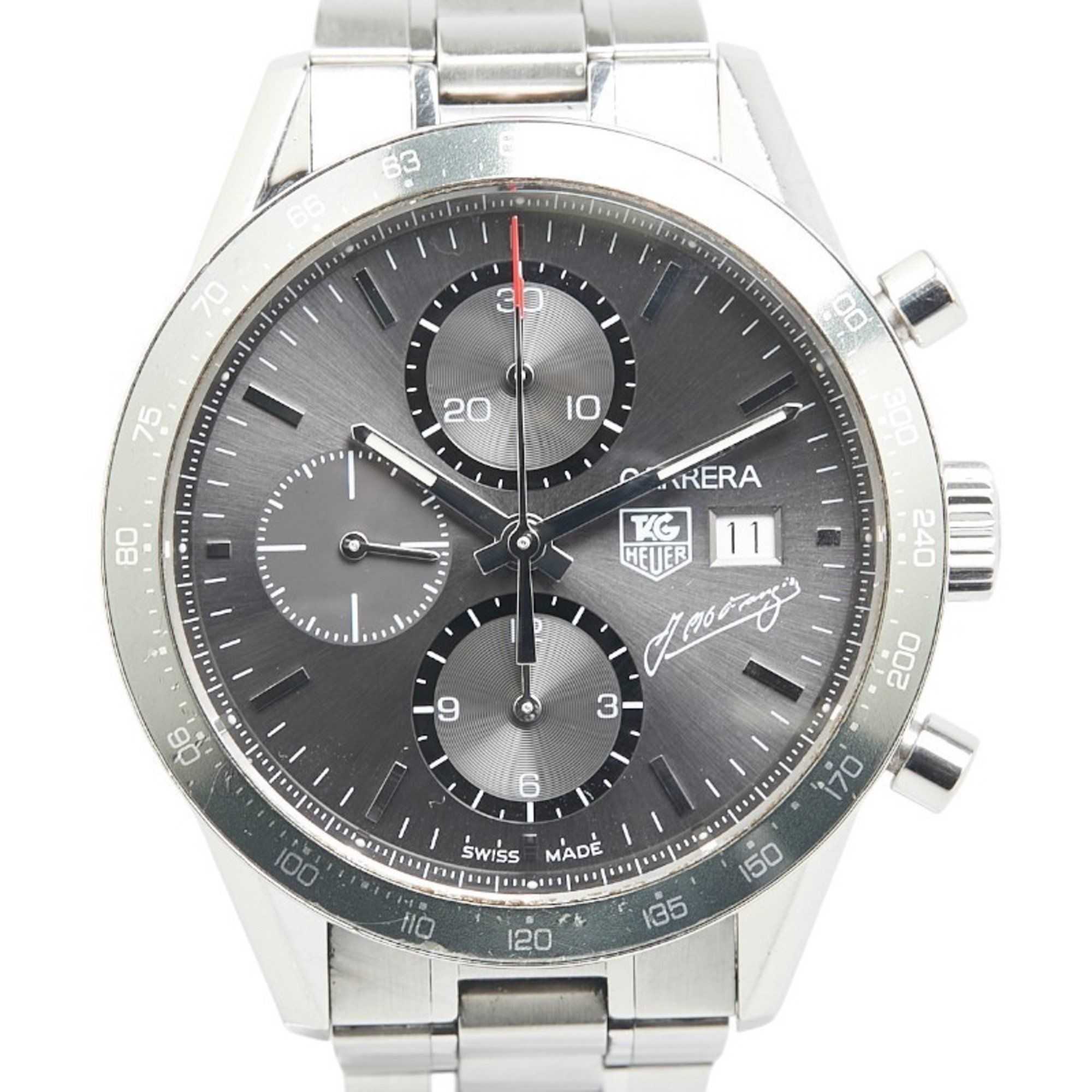 TAG Heuer Carrera JM Fangio Watch CV201C Automatic Grey Dial Stainless Steel Men's HEUER