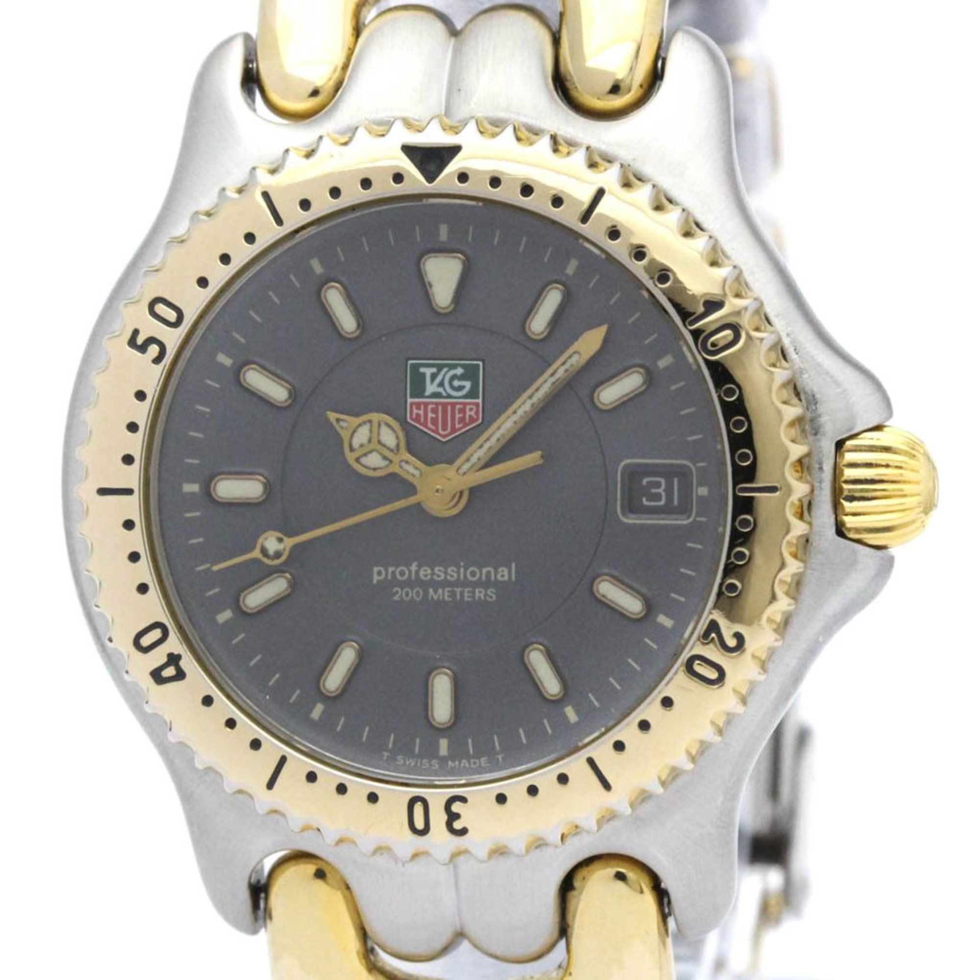 Polished TAG HEUER Sel Professional Gold Plated Steel Mens Watch WG1220