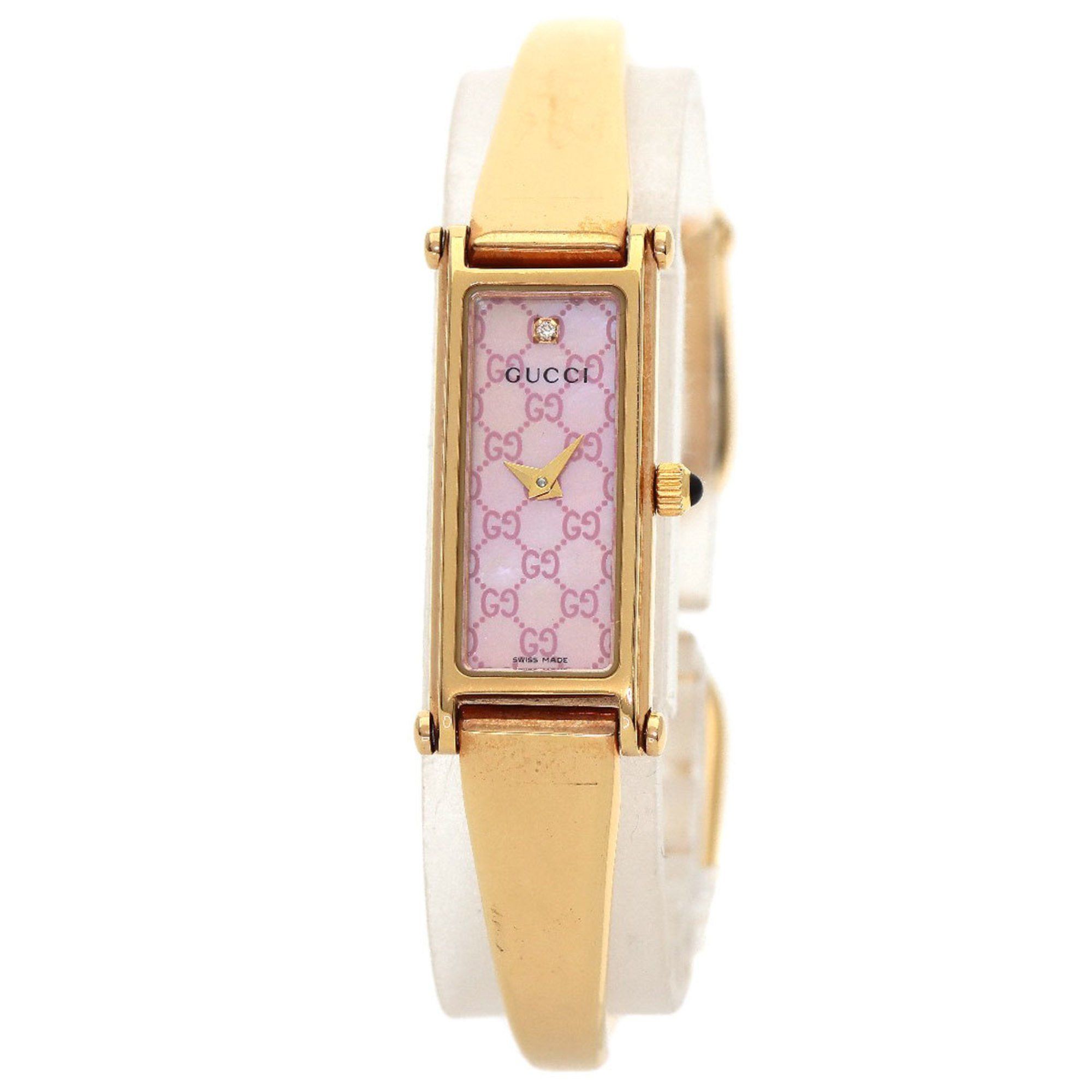 Gucci 1500L Square Face Bangle 1P Diamond GG Watch PGP Ladies GUCCI