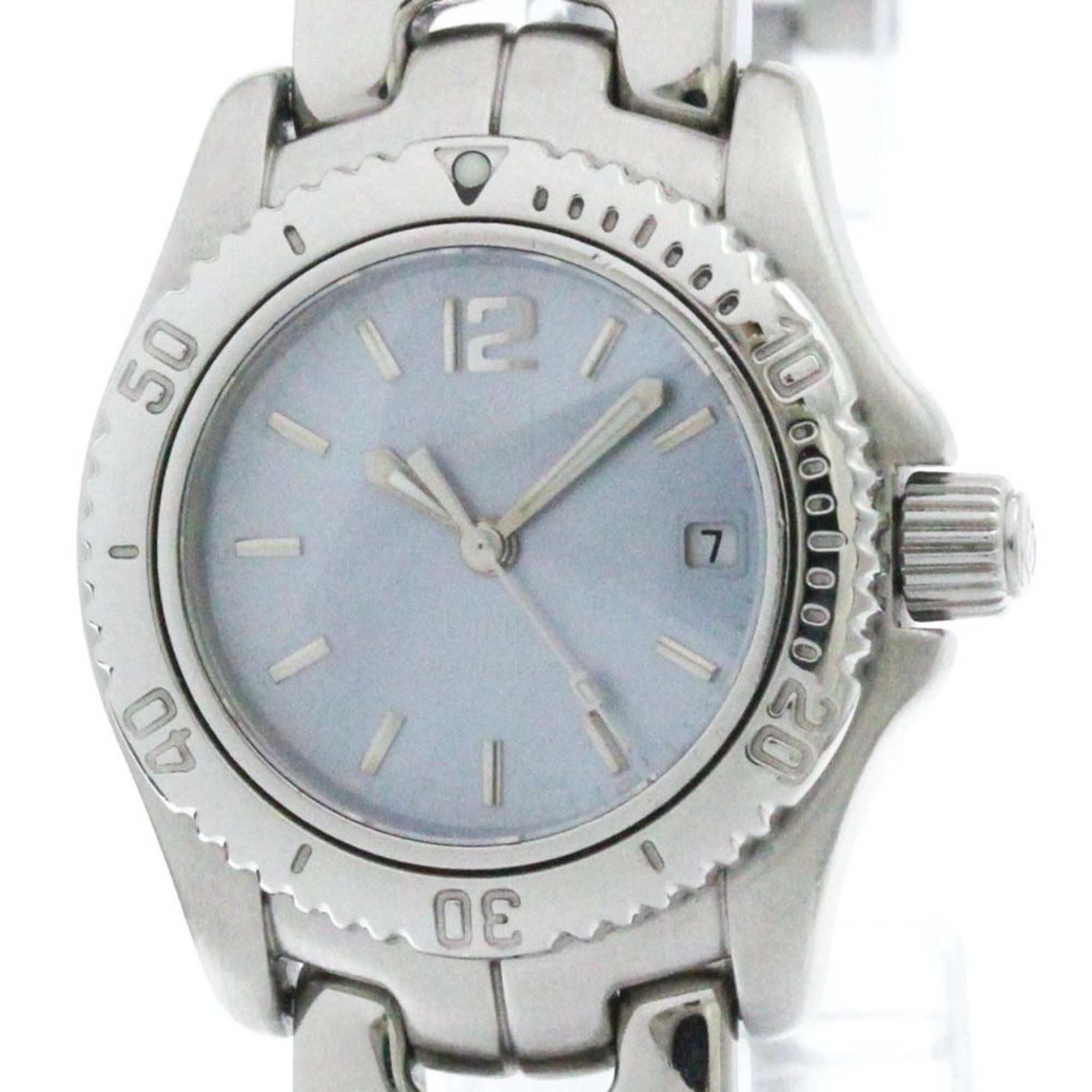 Polished TAG HEUER Link Pink MOP Dial Steel Quartz Ladies Watch WT141G