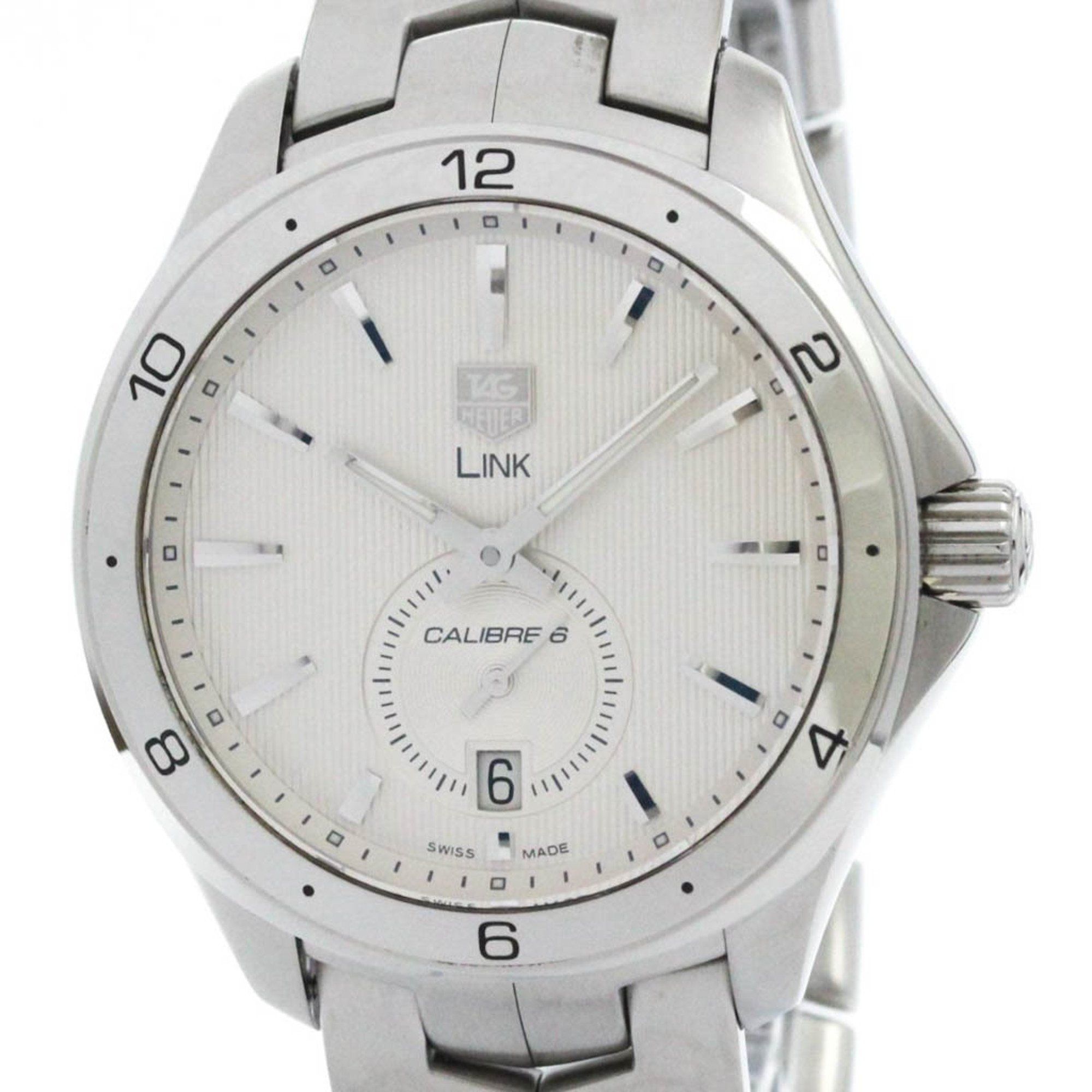 Polished TAG HEUER Link Calibre 6 Steel Automatic Mens Watch WAT2111