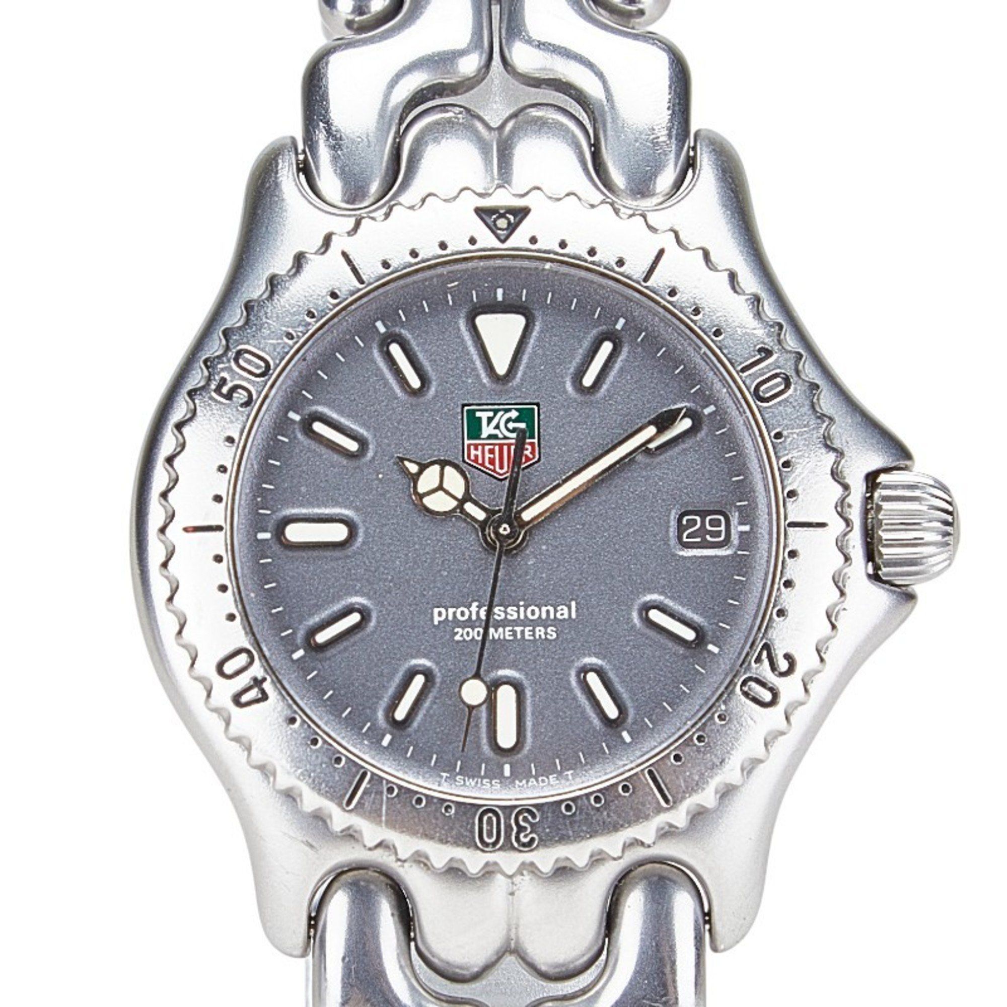 TAG Heuer Professional Cell Date Watch S99.213 Quartz Grey Dial Stainless Steel Men's HEUER