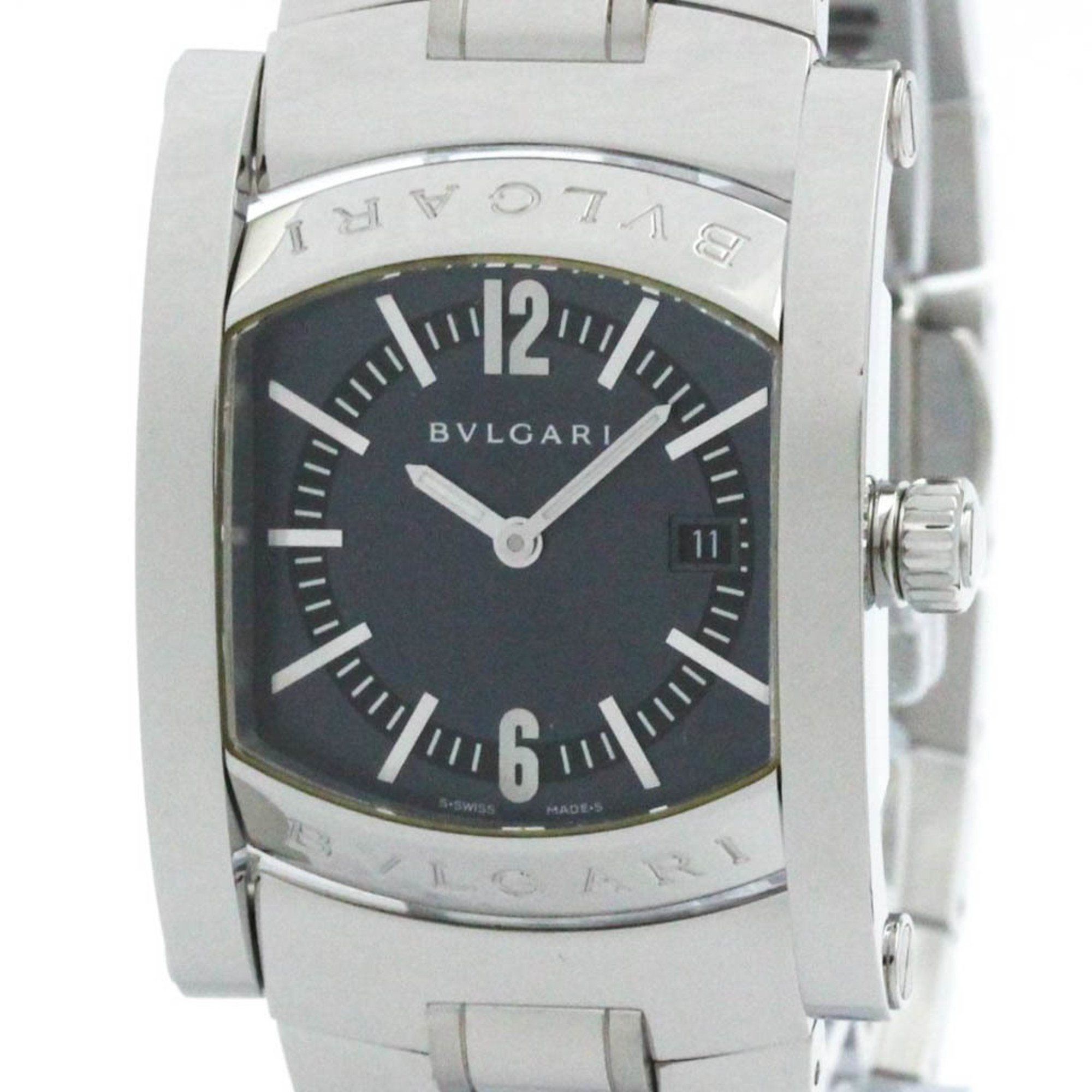 Polished BVLGARI Assioma Stainless Steel Quartz Unisex Watch AA39S