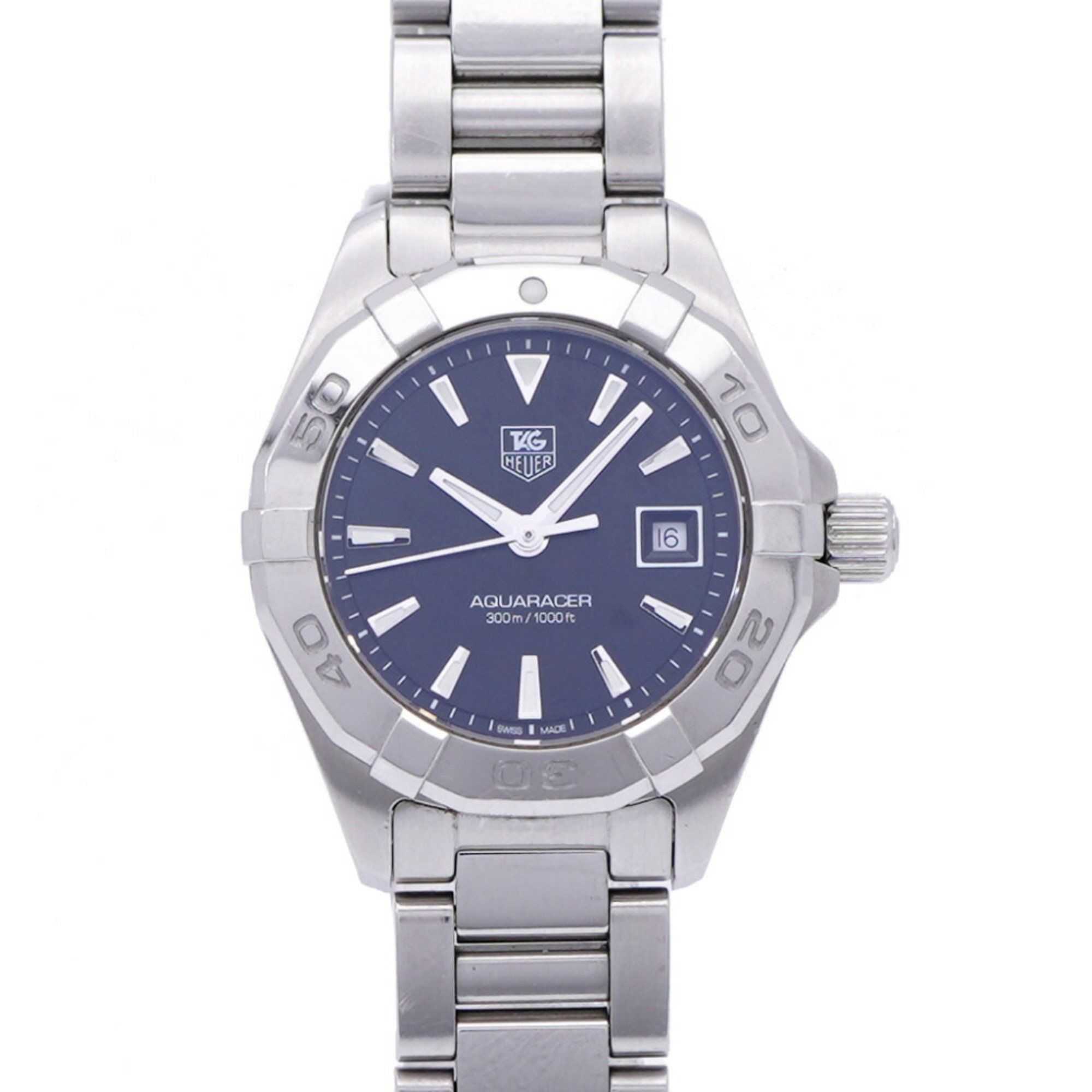 TAG Heuer Aquaracer WAY1410 Quartz Watch Stainless Steel Black Dial 0038TAG HEUER Women's