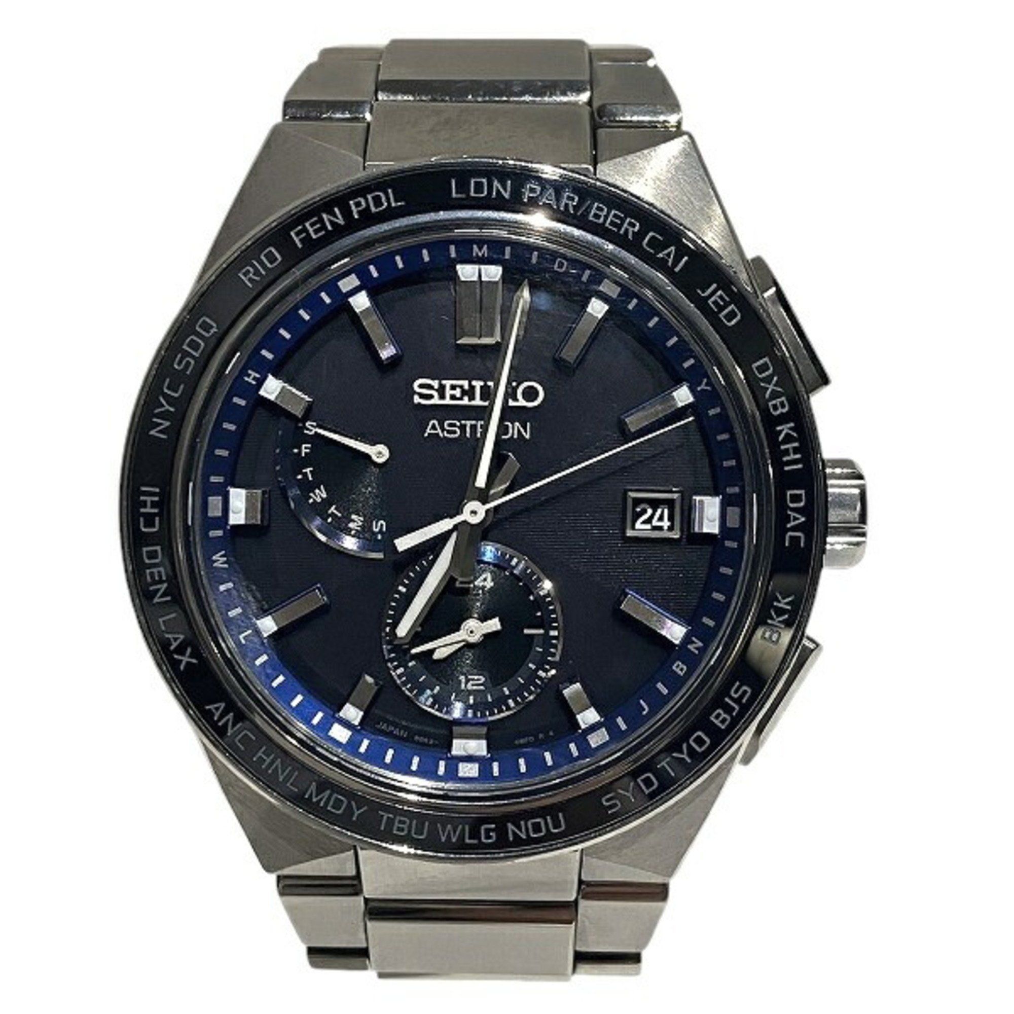 Seiko Astron Nexter 8B63-0BD0 Radio Solar Navy Dial Watch Men's Wristwatch