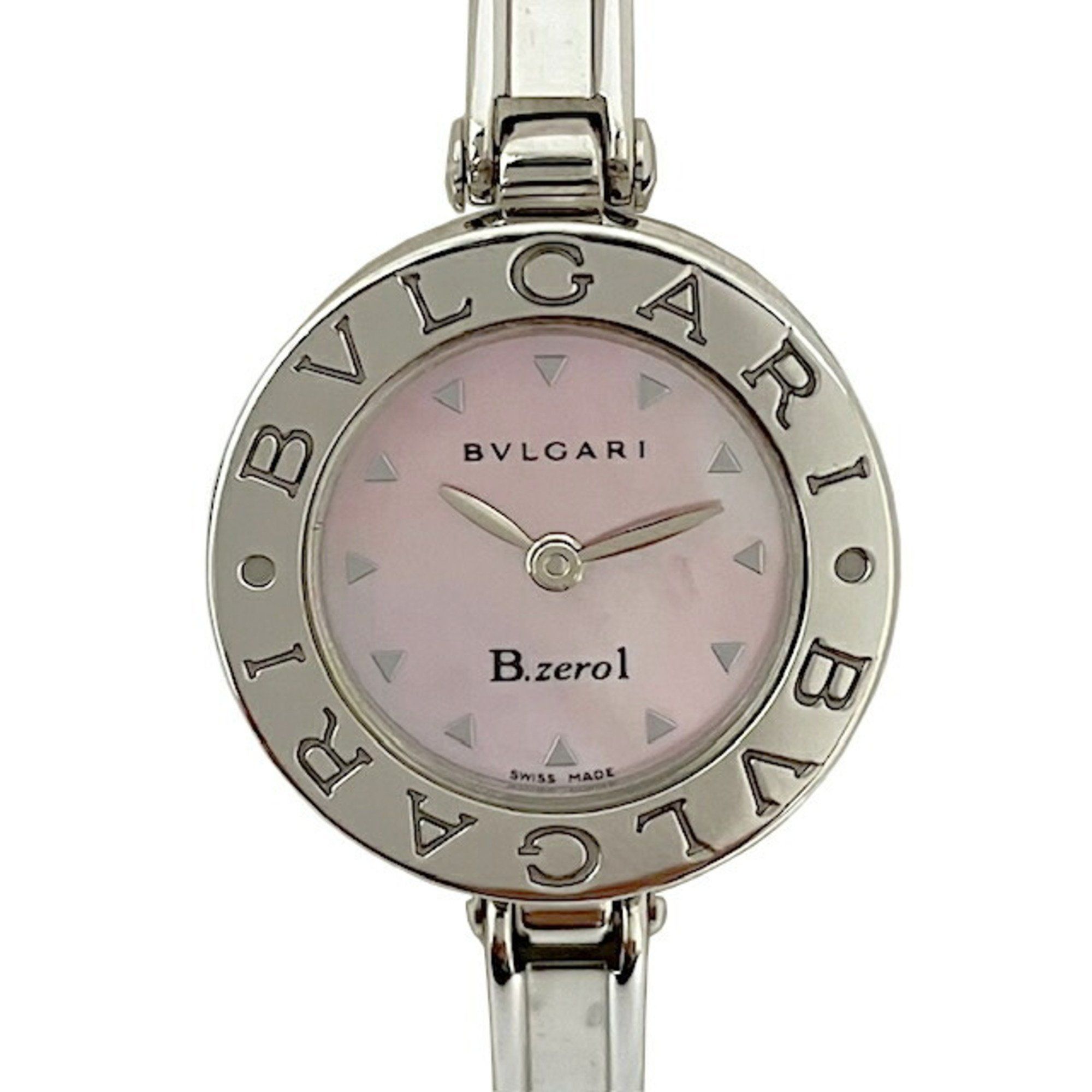BVLGARI B-zero1 BZ22S Shell Dial Pink Stainless Steel Bangle Watch Wristwatch Women's