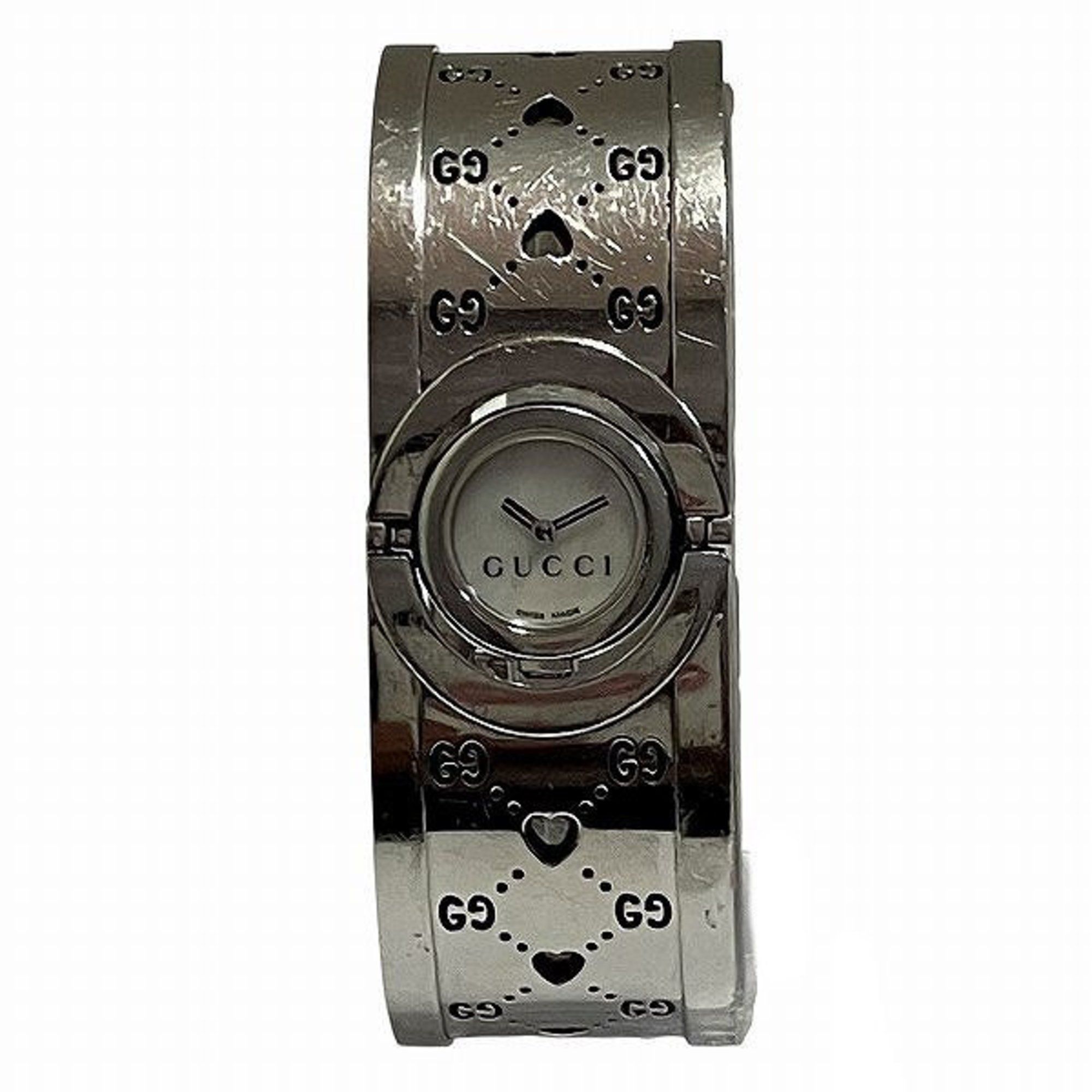Gucci Twirl Heart Design Bangle Watch 112 Quartz Women's