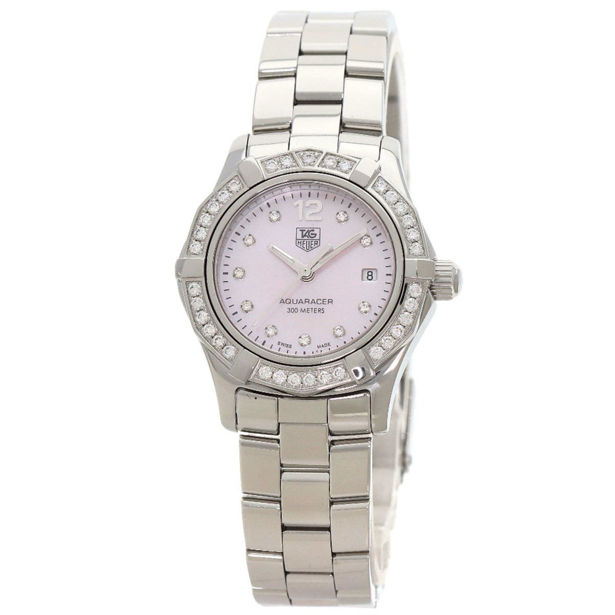 TAG Heuer WAF141B Aquaracer Bezel 10P Diamond Watch Stainless Steel SS Ladies HEUER