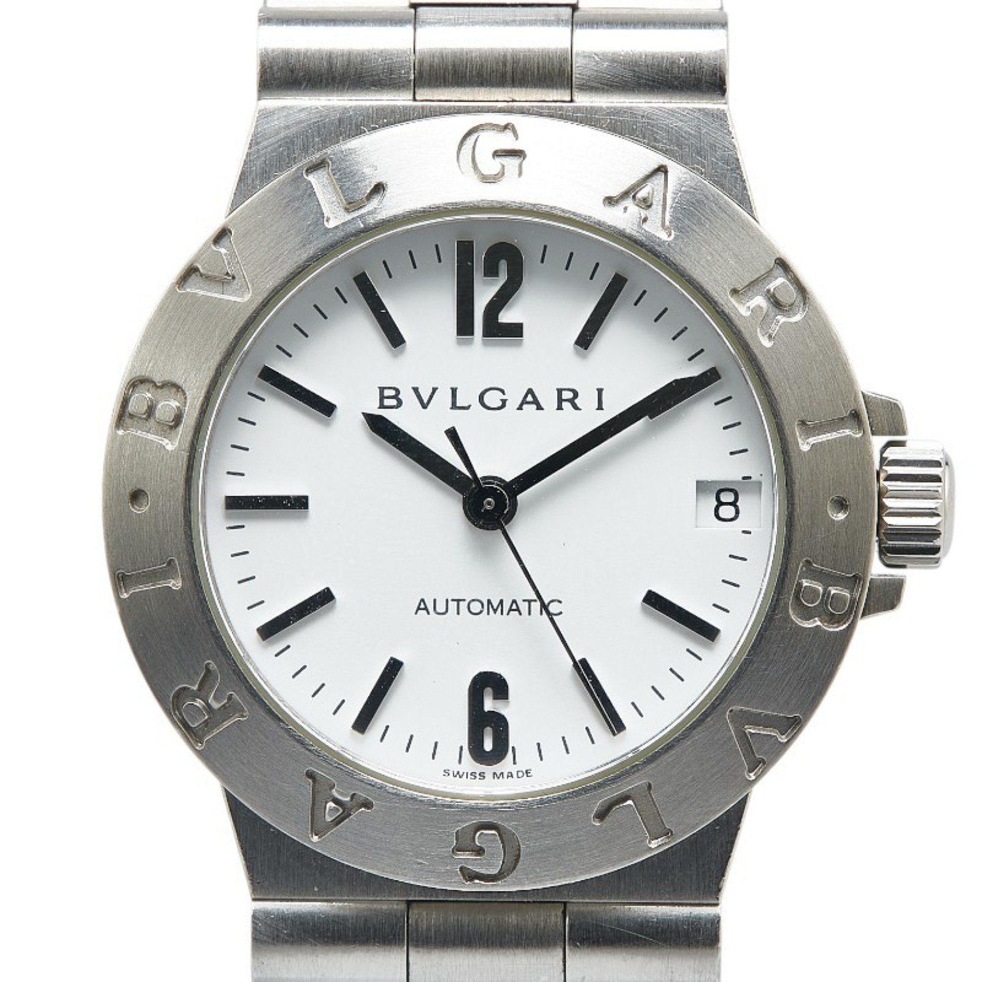 BVLGARI Diagono Sports Watch LCV29S Automatic White Dial Stainless Steel Women's