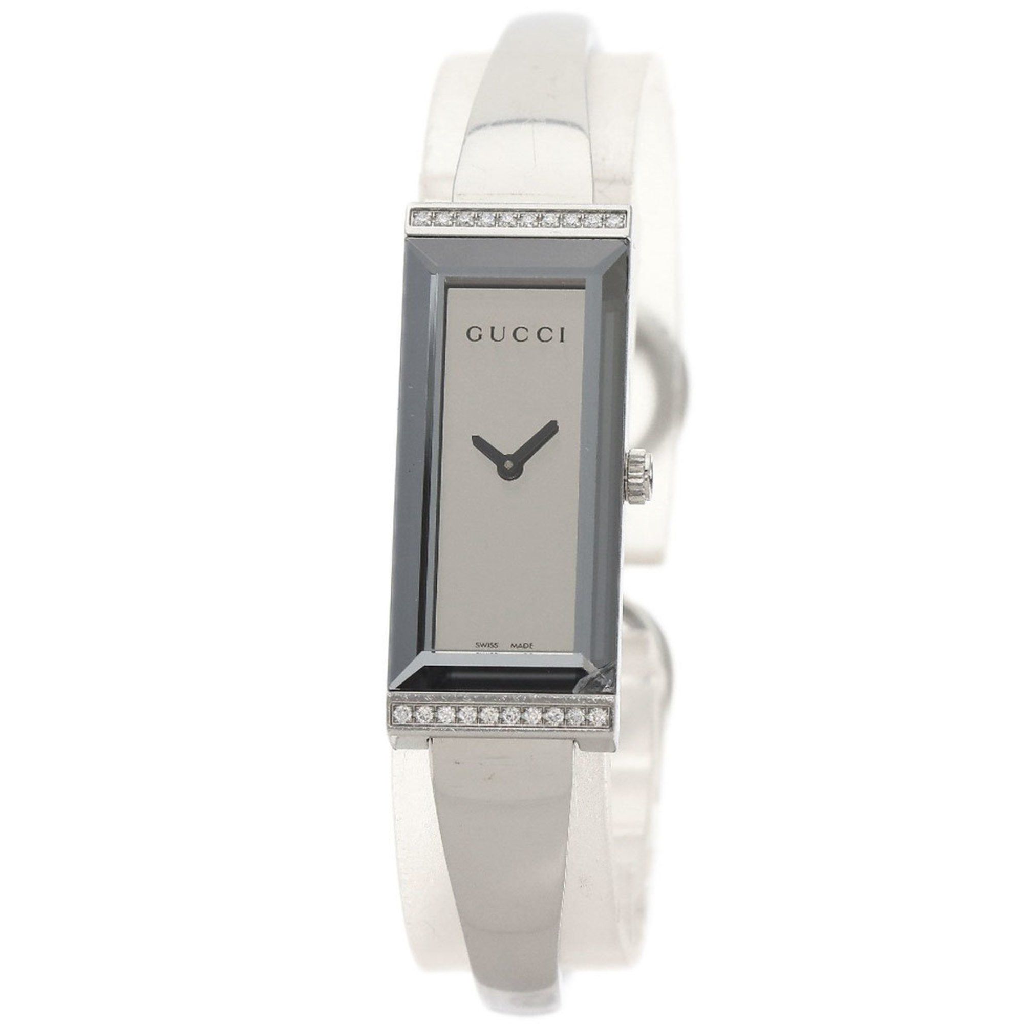 Gucci 127.5 Square Face Bezel Diamond Watch Stainless Steel SS Ladies GUCCI