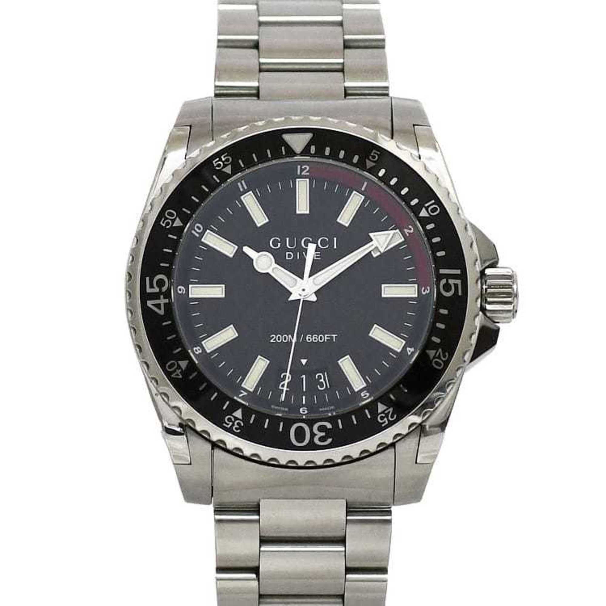 Gucci Watch Dive f-21177 Black Silver DIVE YA136212 136.2 Men's SS Quartz GUCCI Rotating Bezel Diver