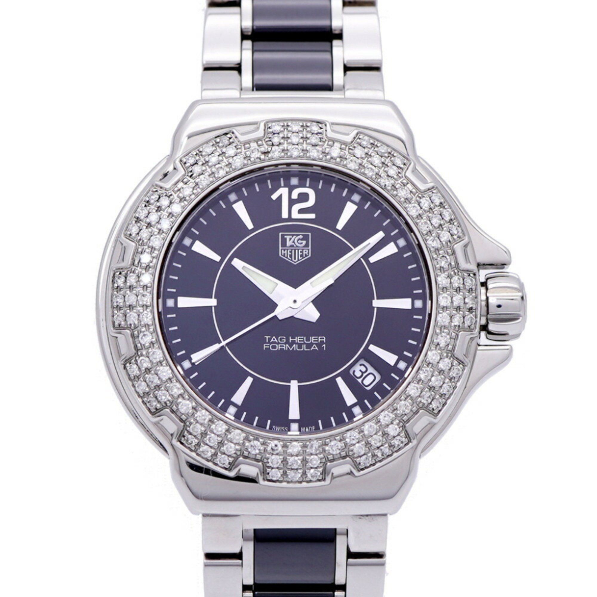 TAG Heuer Formula 1 Diamond Bezel WAH1214.BA0859 Quartz Watch SS/Ceramic/Diamond Black Dial 0182TAG