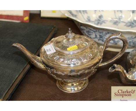A plated foliate embossed teapot 