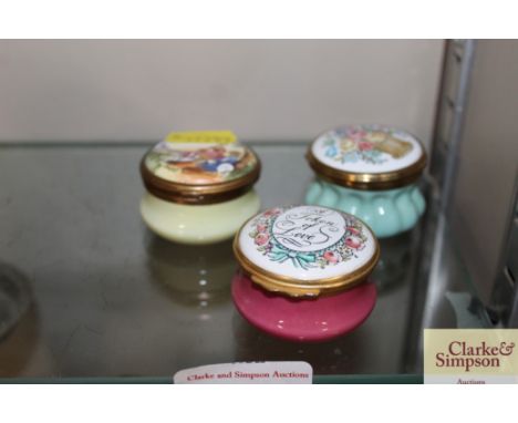Three Halcyon Days enamel trinket boxes