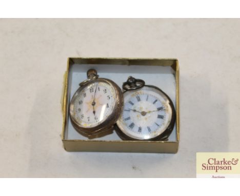 Two silver and enamel fob watches