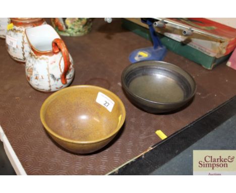 A David Lloyd Jones Studio Pottery bowl; and another bowl
