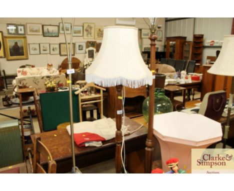 An oak standard lamp and shade 
