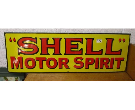 Very good reproduction enamel sign - 'Shell Motor Spirit' - Approx 91cm x 30cm