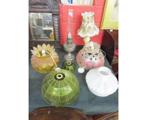 Oil lamp and shades etc