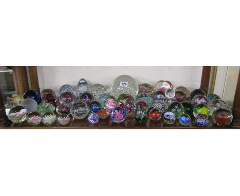 Large collection of paperweights to include Caithness - Entire shelf