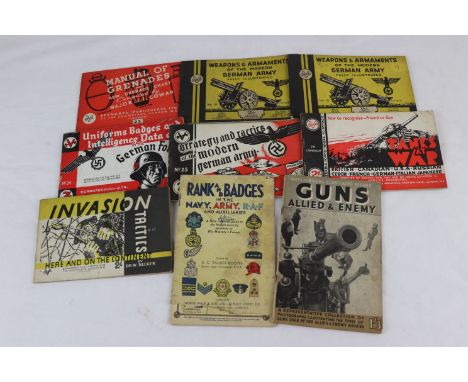 A Collection Of Nine Vintage Military Reference Books To Include Bernards Weapons &amp; Armaments Of The German Army, Manual 