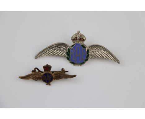 Two World War Two Royal Air Force / R.A.F. Sweetheart Brooches To Include A Silver Example, Both Brooches Have Enamel Decorat