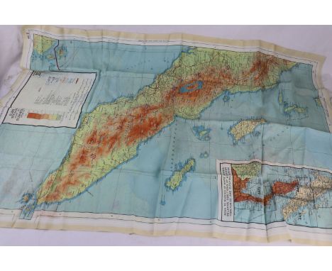 A British Military Escape Map 1944.South-East Asia Sheets 44 F And E. Two Back-To-Back Escape Maps On One Folding Silk Map. S