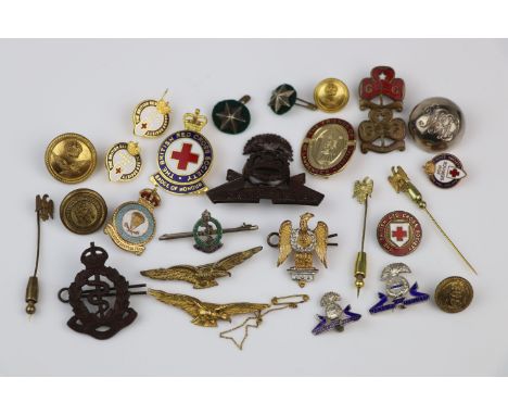 A Collection Of Various Military Badges And Sweetheart Brooches, Regiments Include The Lancashire Fusiliers, The Royal Army M